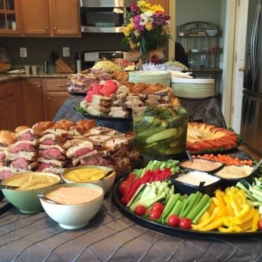 a table filled with lots of different foods