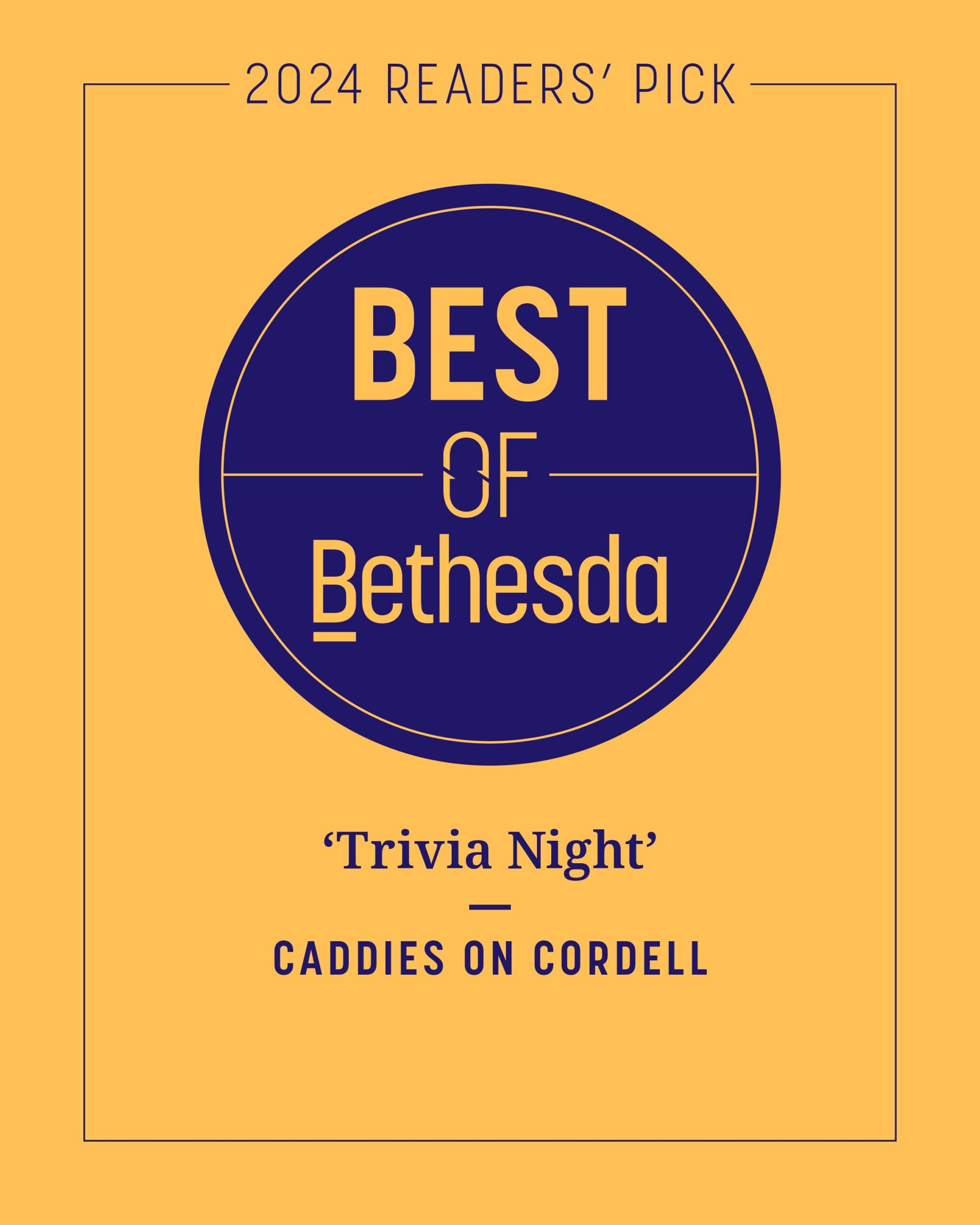 the best of bethesda badge on a yellow background