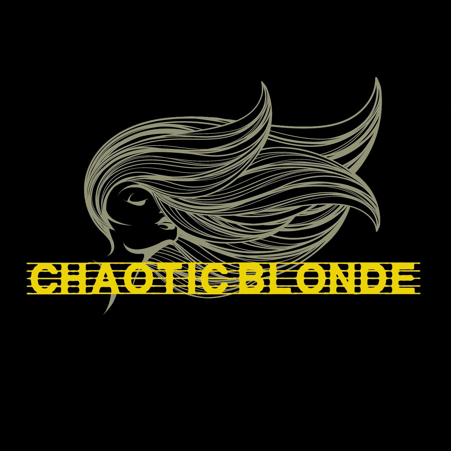 a woman with long hair and the words chaotic blonde